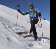 Backcountry skiing video tip - How to put your skis on when on a steep slope