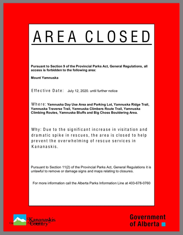 Yamnuska And Area Closed